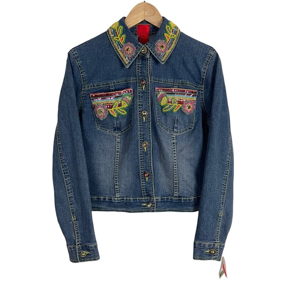 V Christina Sequin Denim Jacket - Picture 1 of 6